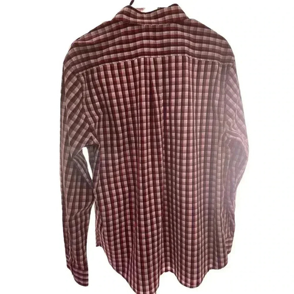 DOCKERS BROWN AND WHITE PLAIDS BUTTON DOWN SHIRT SIZE LARGE - Picture 4 of 4